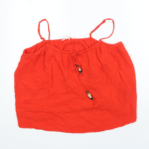 H&M Womens Red 100% Cotton Camisole Tank Size M Scoop Neck