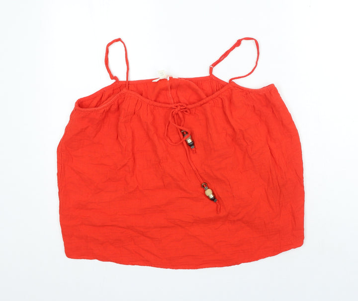 H&M Womens Red 100% Cotton Camisole Tank Size M Scoop Neck