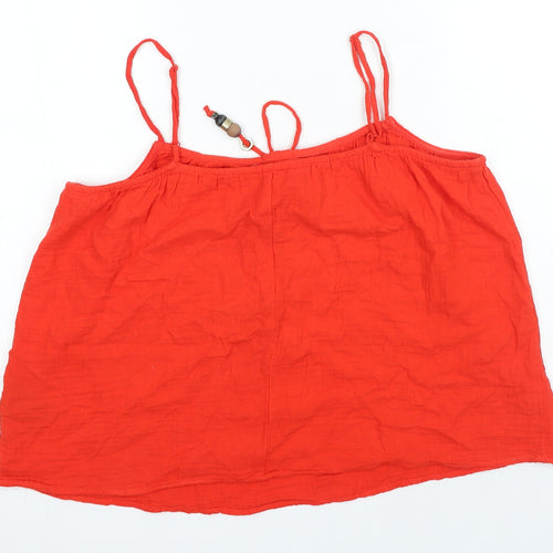 H&M Womens Red 100% Cotton Camisole Tank Size M Scoop Neck