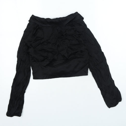 Zara Womens Black Viscose Basic Blouse Size S V-Neck