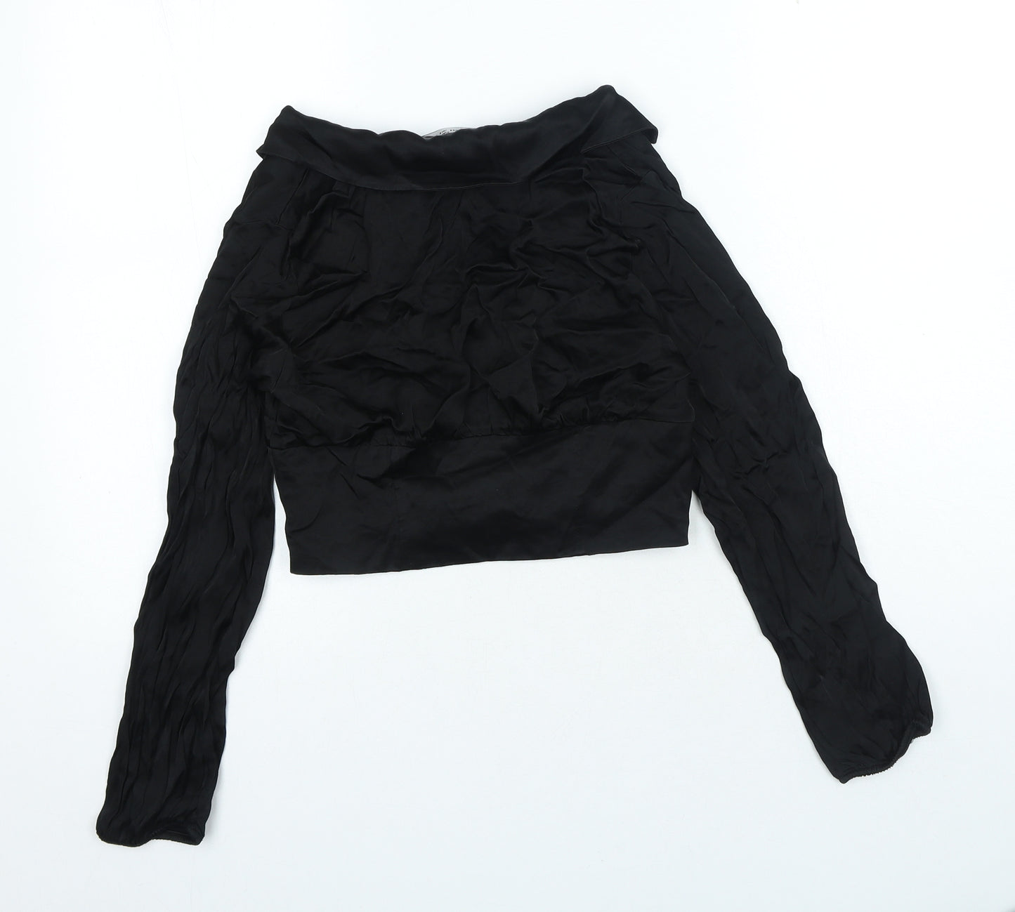 Zara Womens Black Viscose Basic Blouse Size S V-Neck