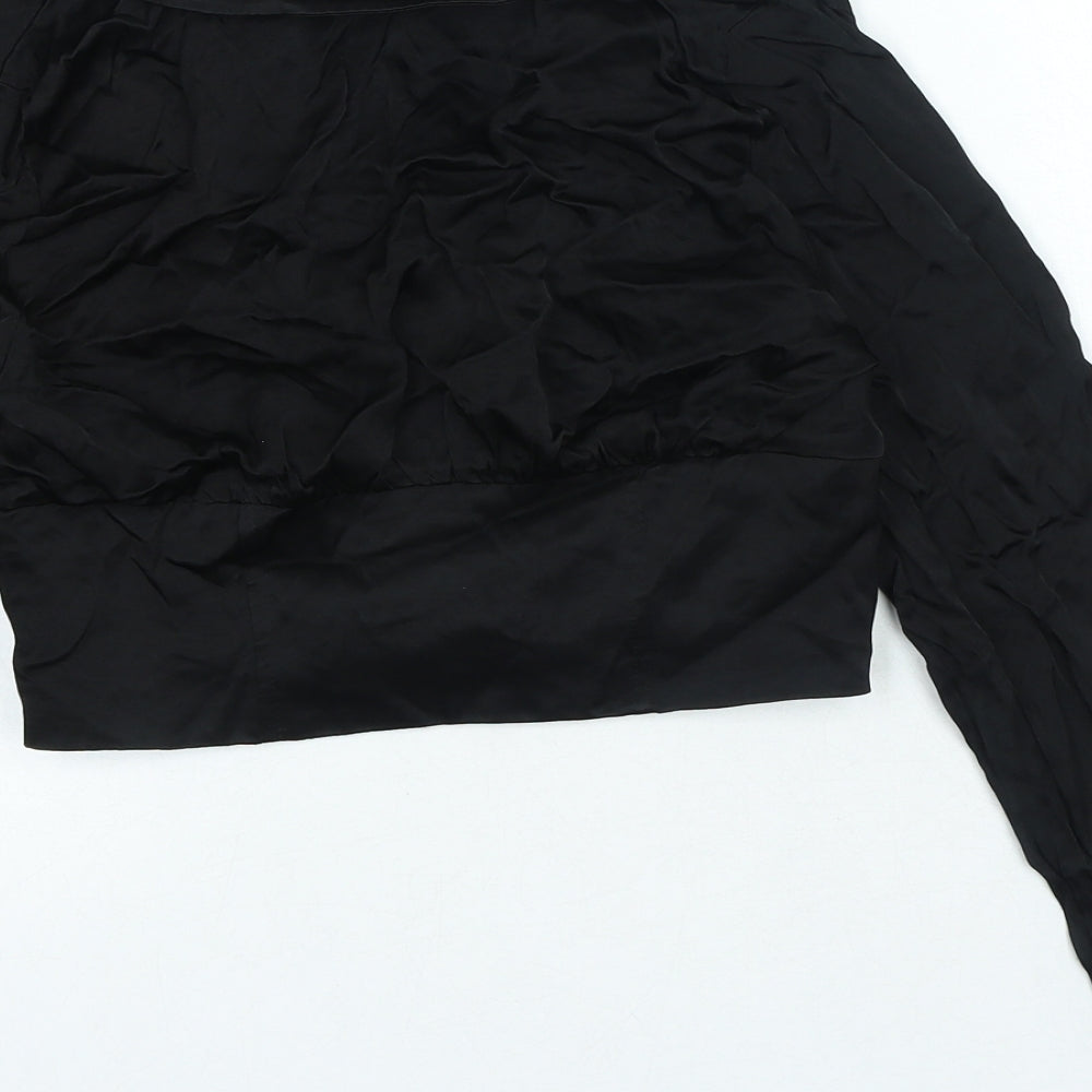 Zara Womens Black Viscose Basic Blouse Size S V-Neck