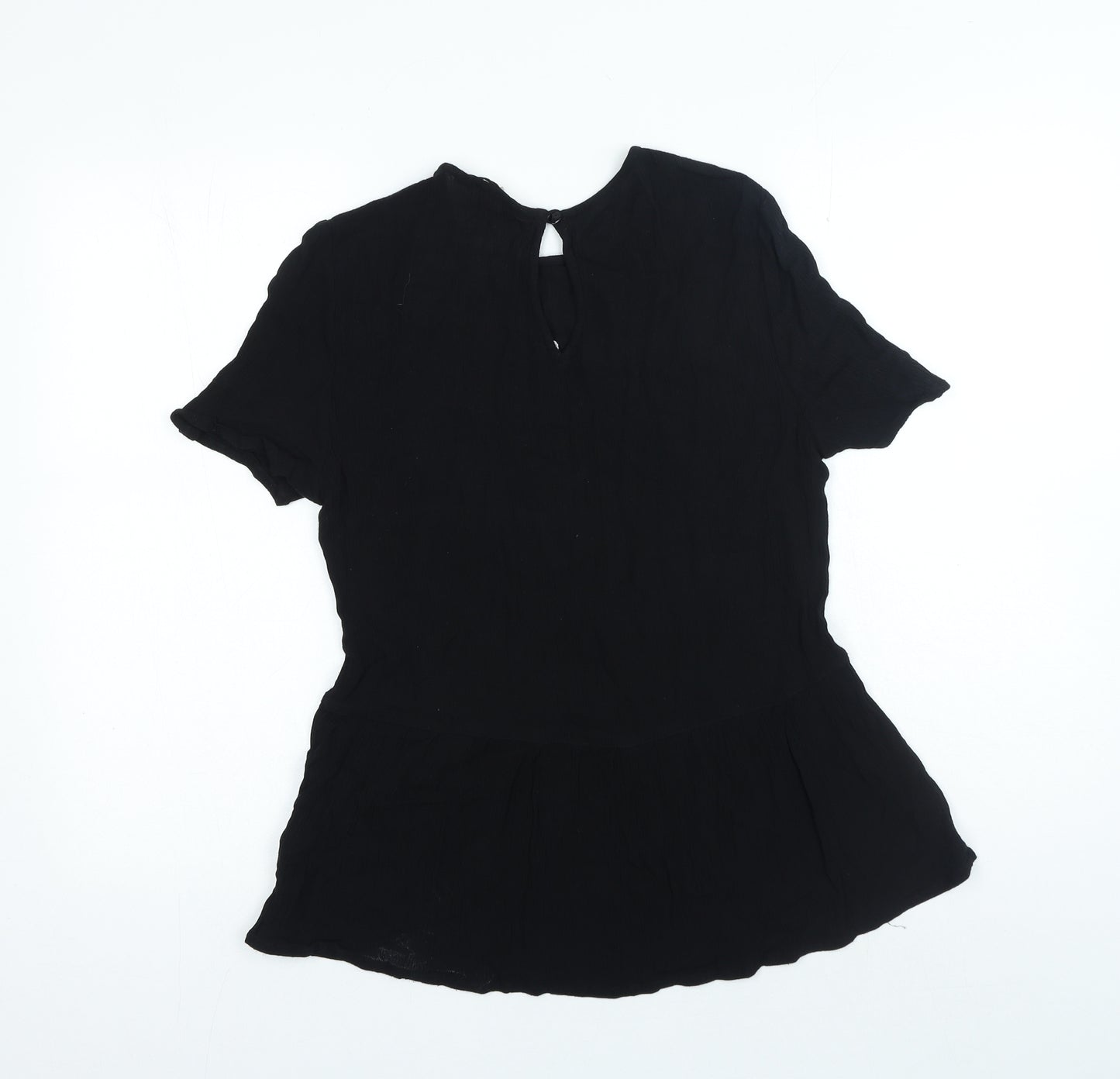 F&F Womens Black Floral Viscose Basic Blouse Size 8 Round Neck