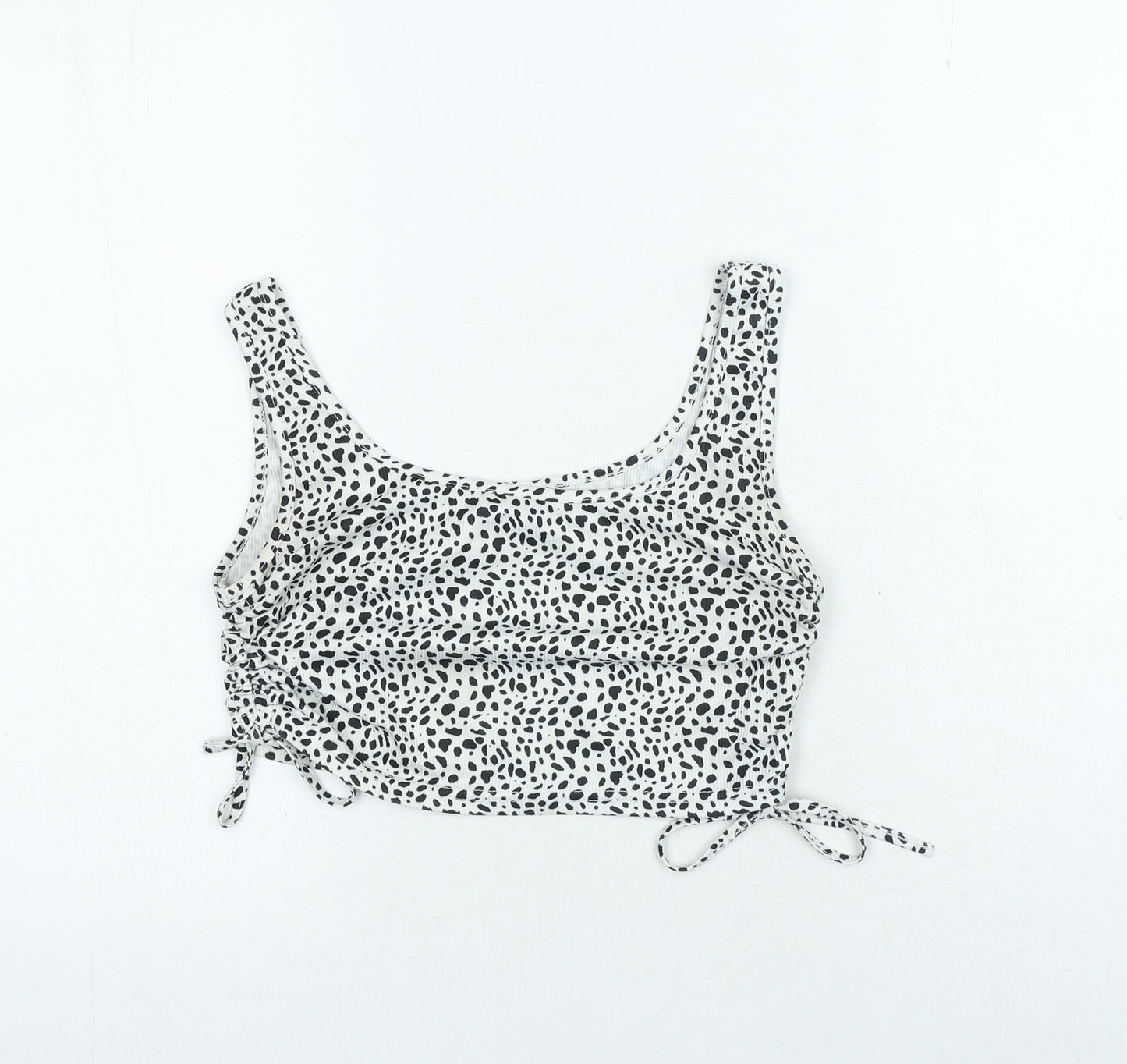 SheIn Womens White Animal Print Nylon Cropped Tank Size M Scoop Neck