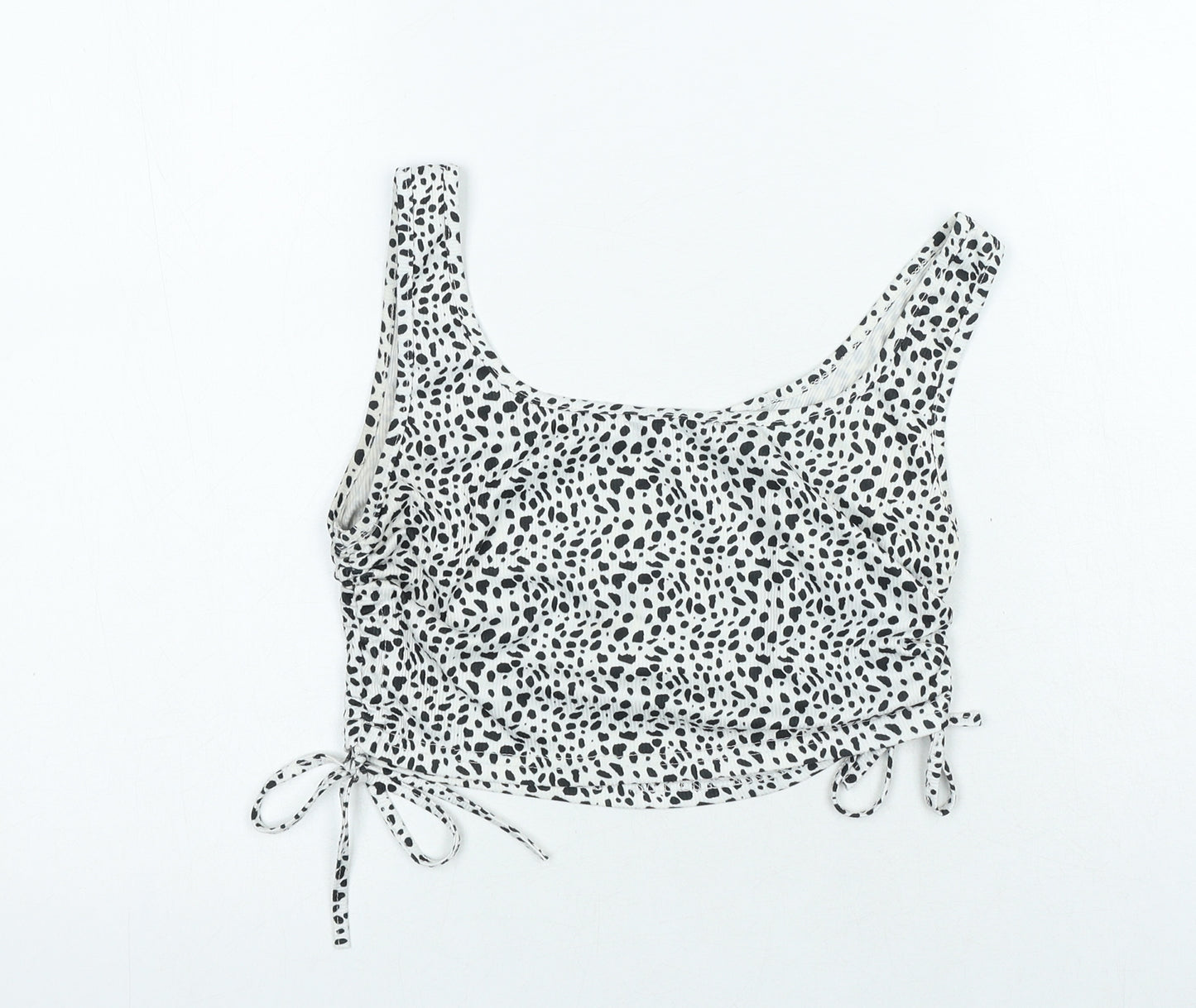 SheIn Womens White Animal Print Nylon Cropped Tank Size M Scoop Neck
