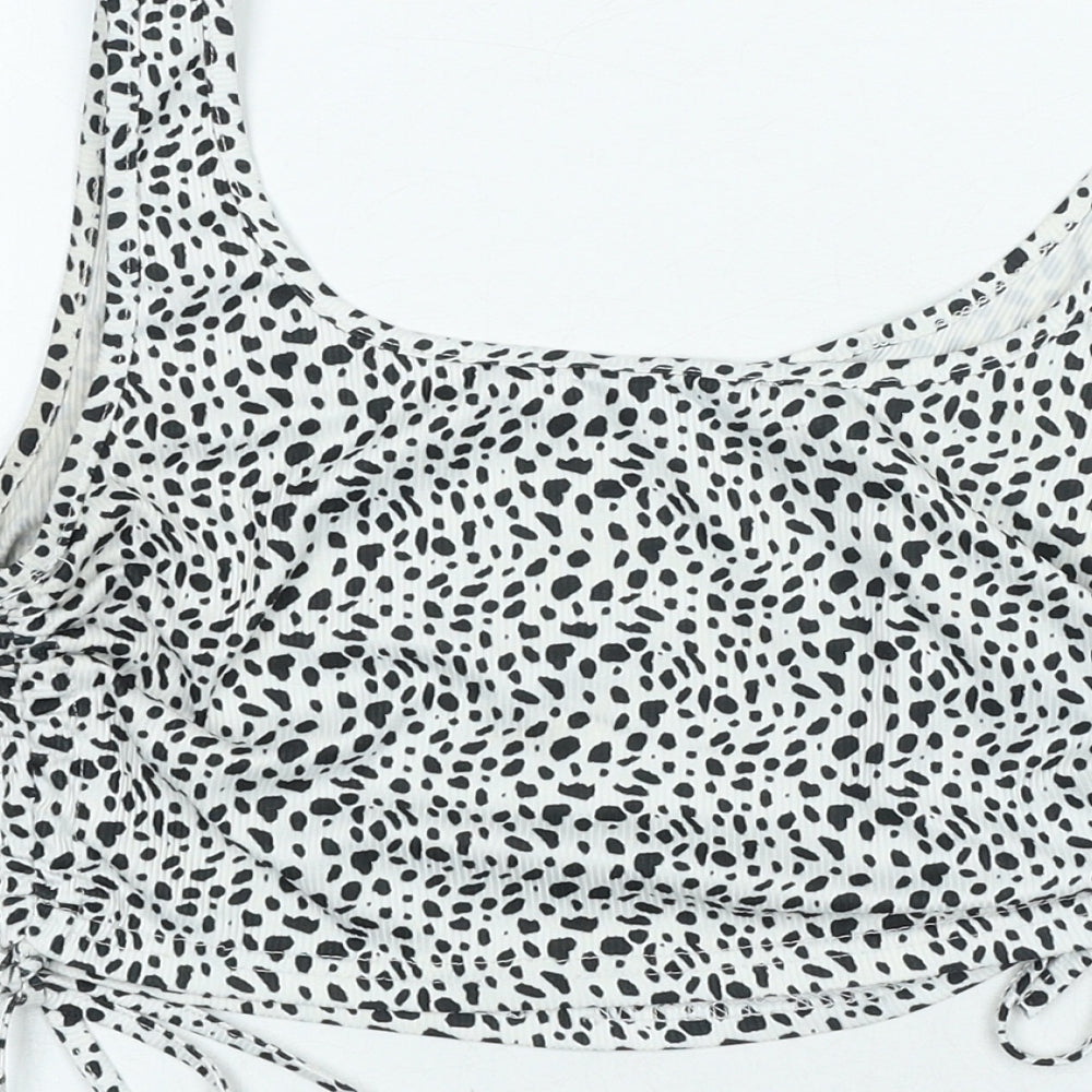 SheIn Womens White Animal Print Nylon Cropped Tank Size M Scoop Neck