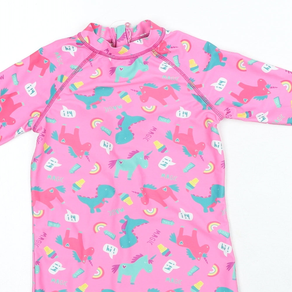 Georgre Girls Pink Geometric Polyester Playsuit One-Piece Size 3-4 Years Zip - Dinosaur Unicorn