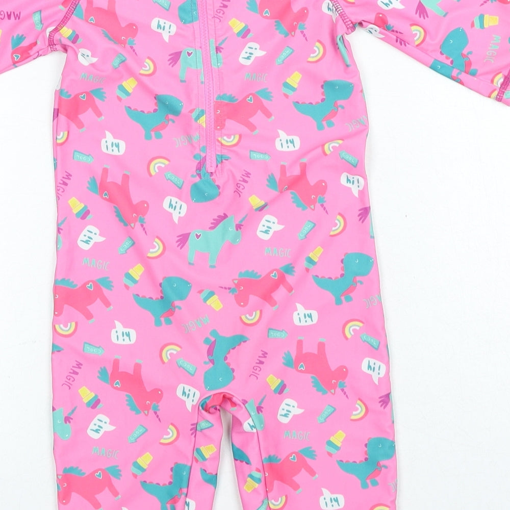 Georgre Girls Pink Geometric Polyester Playsuit One-Piece Size 3-4 Years Zip - Dinosaur Unicorn