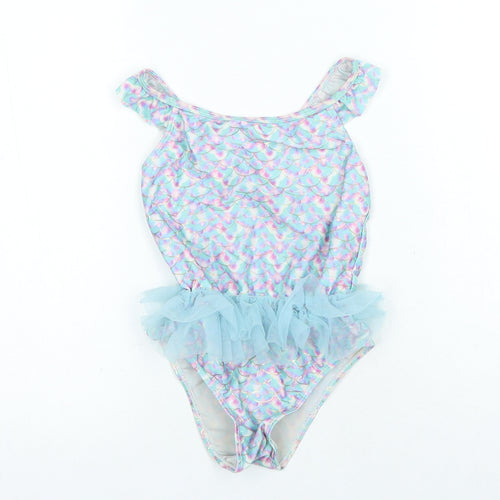 Primark Girls Multicoloured Geometric Polyester Playsuit One-Piece Size 7-8 Years - Swimwear