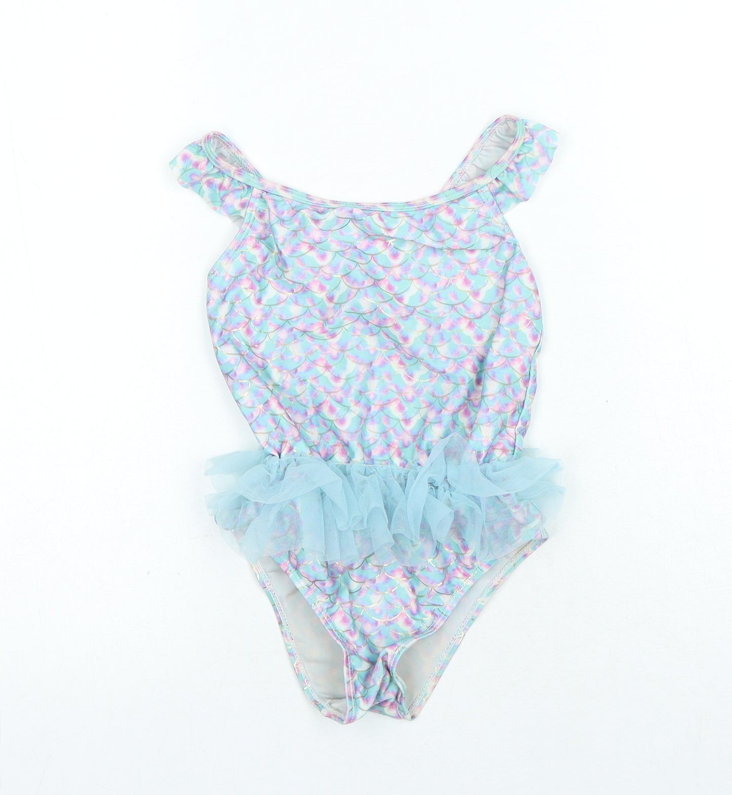 Primark Girls Multicoloured Geometric Polyester Playsuit One-Piece Size 7-8 Years - Swimwear