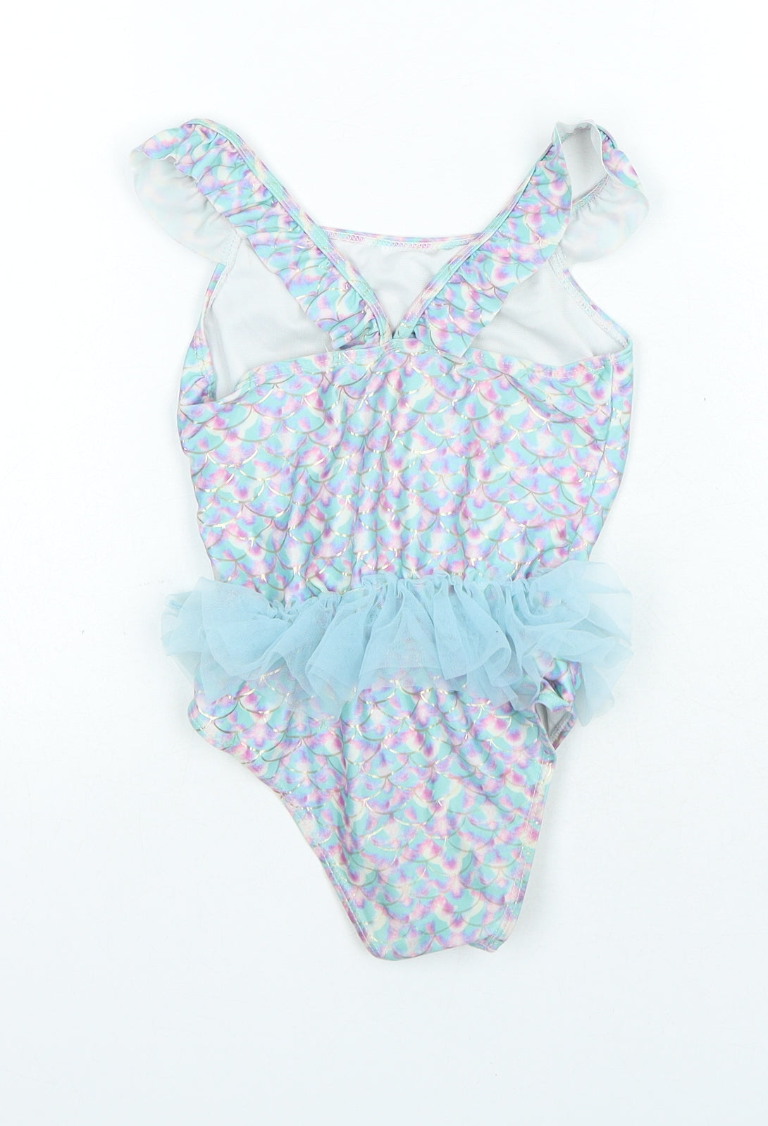 Primark Girls Multicoloured Geometric Polyester Playsuit One-Piece Size 7-8 Years - Swimwear