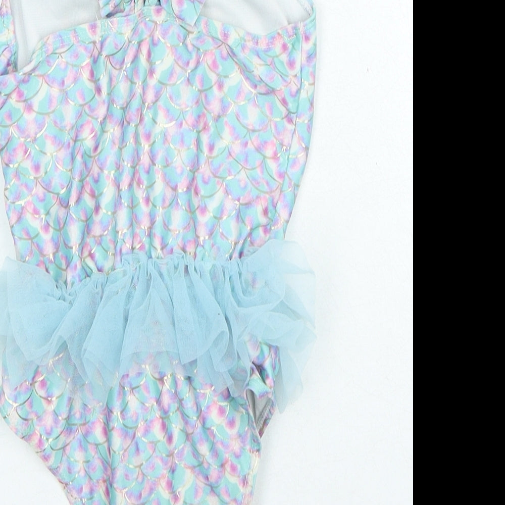 Primark Girls Multicoloured Geometric Polyester Playsuit One-Piece Size 7-8 Years - Swimwear