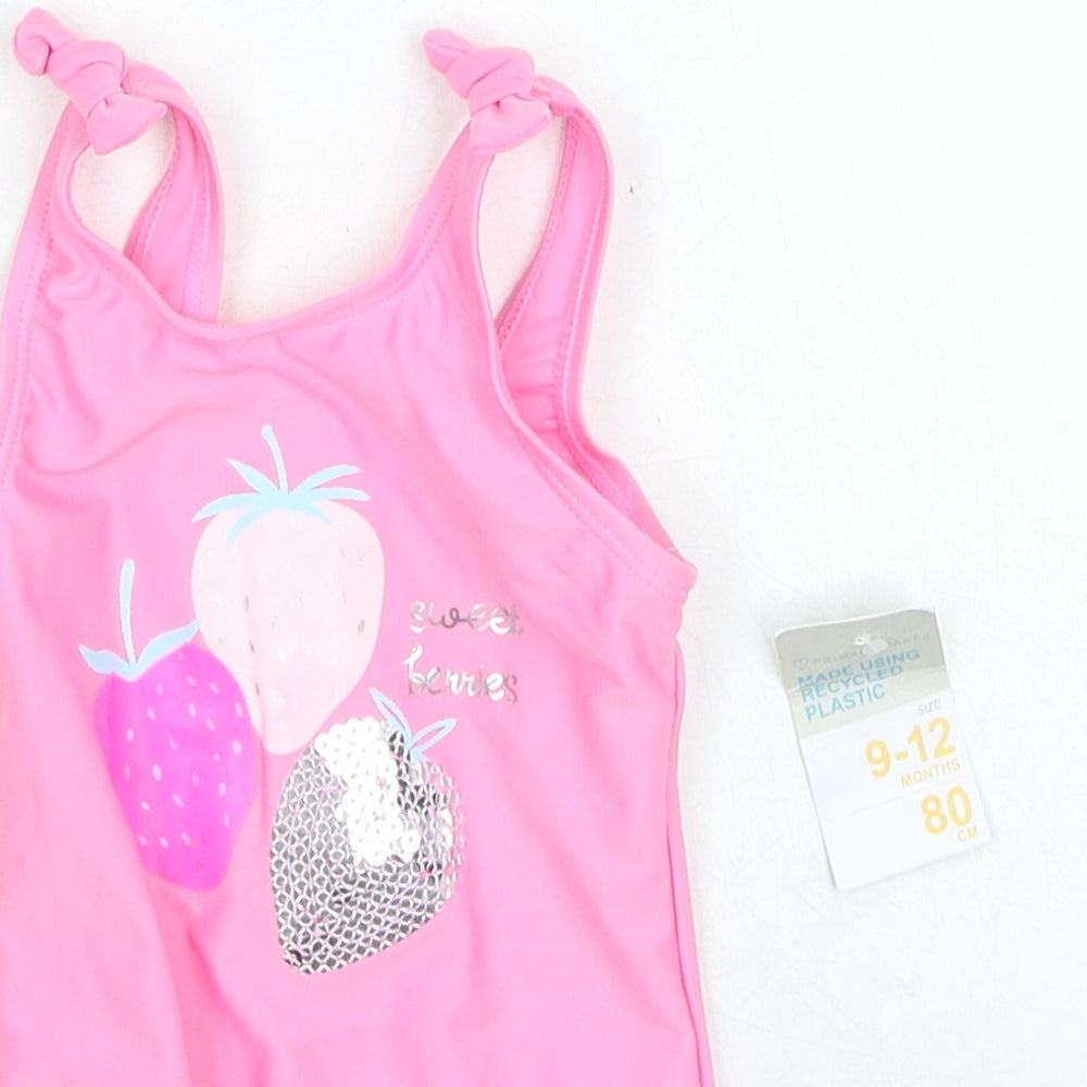 Primark Girls Pink Polyester Babygrow One-Piece Size 9-12 Months - Swimwear