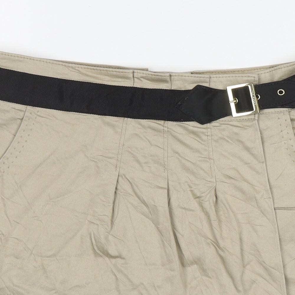 Ted Baker Womens Beige Cotton Wrap Skirt Size 4 Buckle