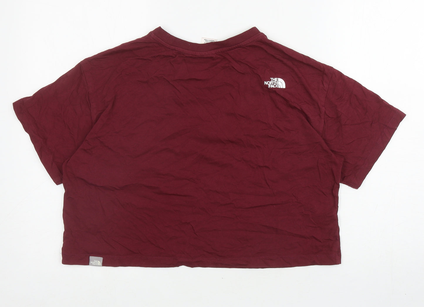 The North Face Womens Red Cotton Cropped T-Shirt Size M Crew Neck