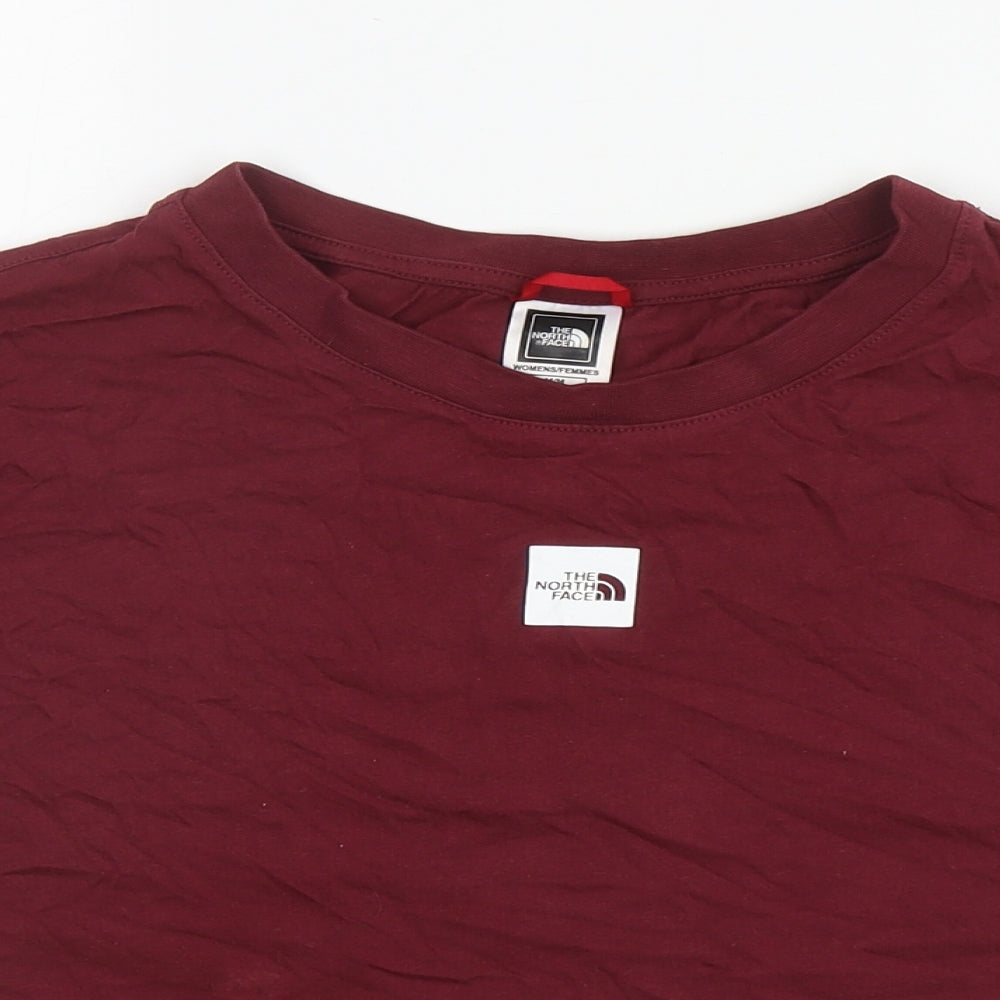 The North Face Womens Red Cotton Cropped T-Shirt Size M Crew Neck