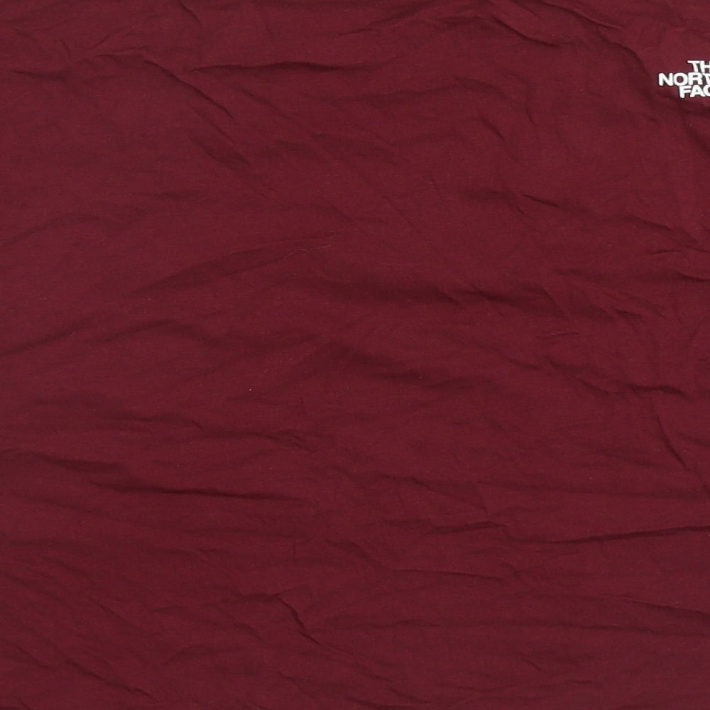 The North Face Womens Red Cotton Cropped T-Shirt Size M Crew Neck