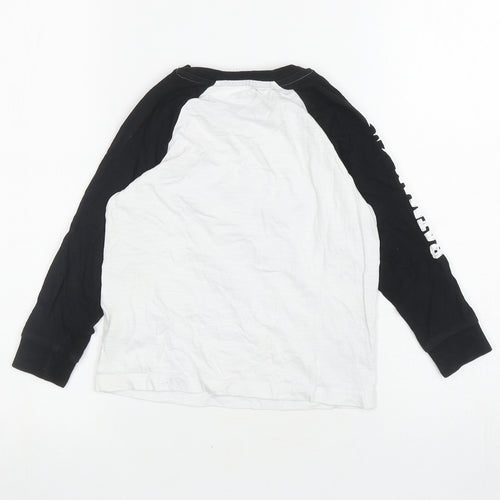 NEXT Boys White Colourblock Cotton Ringer T-Shirt Size 4 Years Round Neck Pullover - Batman