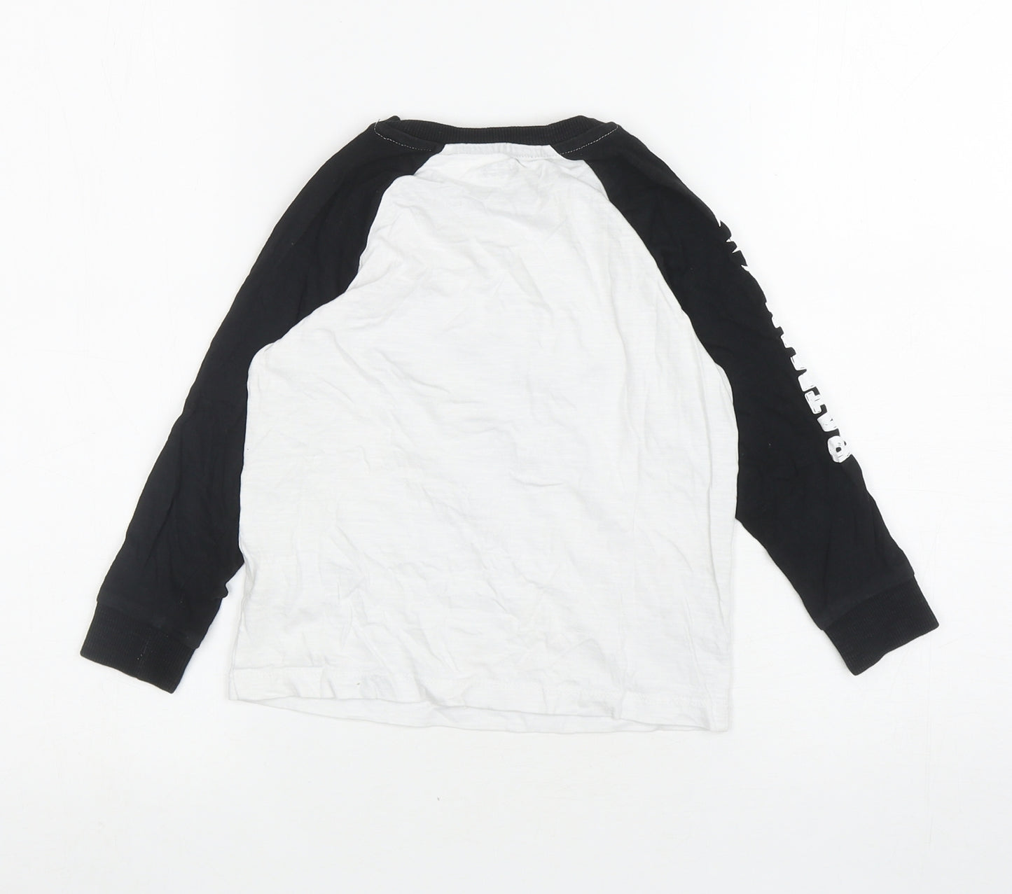 NEXT Boys White Colourblock Cotton Ringer T-Shirt Size 4 Years Round Neck Pullover - Batman