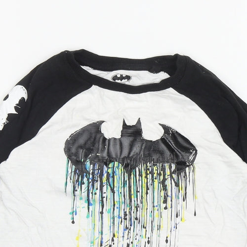 NEXT Boys White Colourblock Cotton Ringer T-Shirt Size 4 Years Round Neck Pullover - Batman