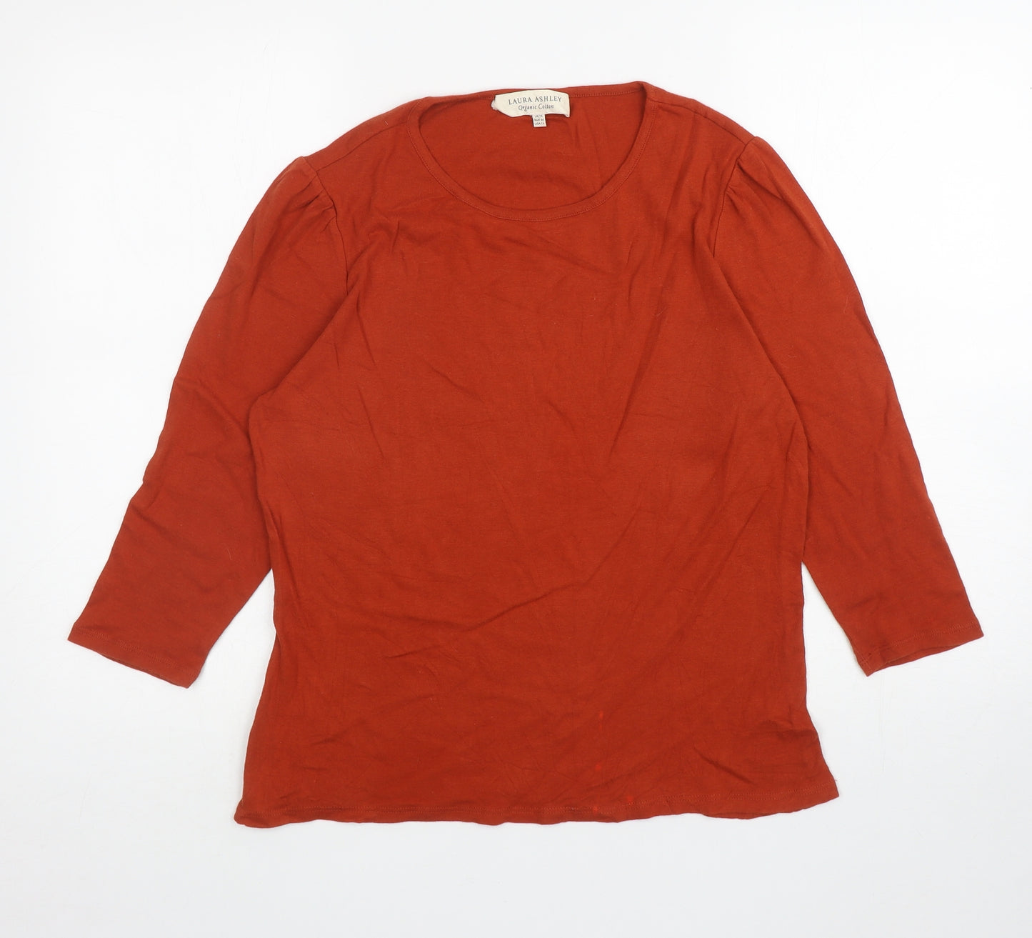 Laura Ashley Womens Orange Cotton Basic T-Shirt Size 18 Round Neck