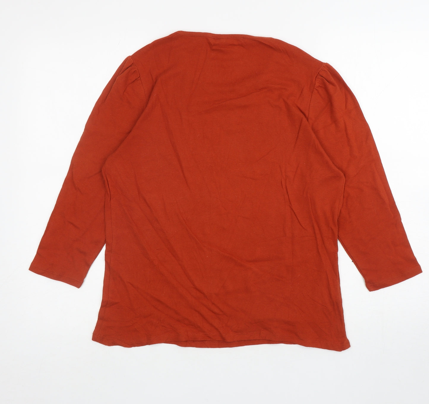 Laura Ashley Womens Orange Cotton Basic T-Shirt Size 18 Round Neck