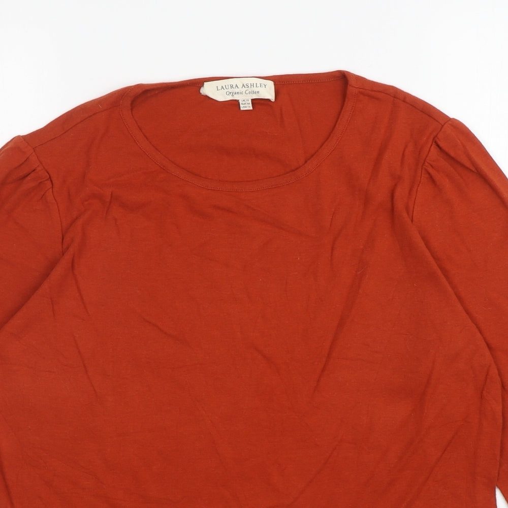 Laura Ashley Womens Orange Cotton Basic T-Shirt Size 18 Round Neck