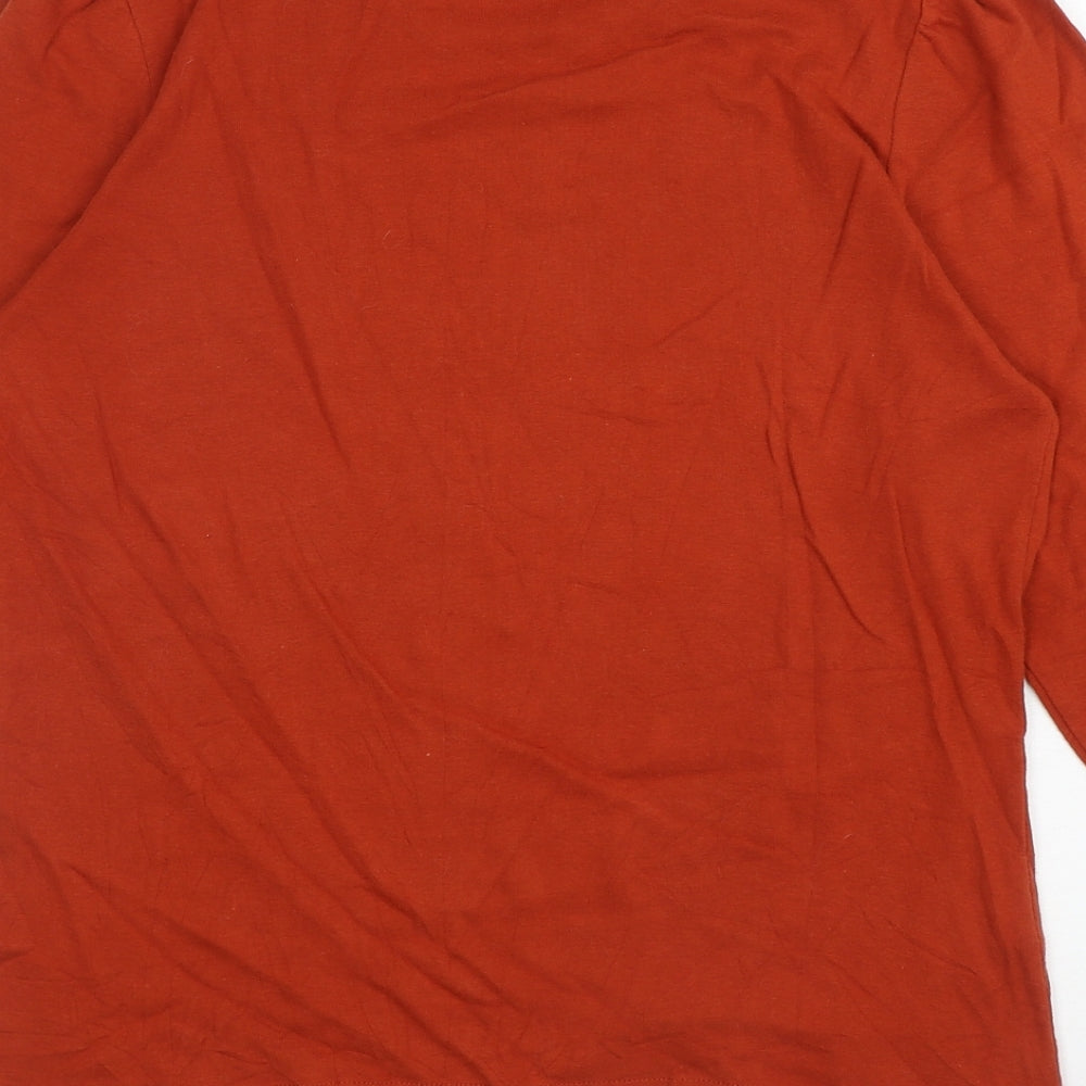 Laura Ashley Womens Orange Cotton Basic T-Shirt Size 18 Round Neck