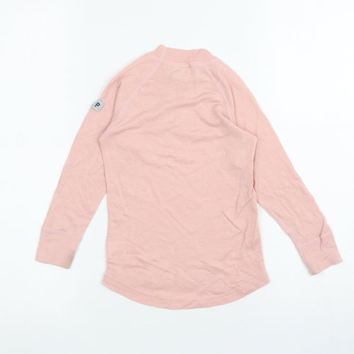 Polarn O. Pyret Girls Pink 100% Merino Wool Basic T-Shirt Size 2-3 Years Mock Neck Pullover