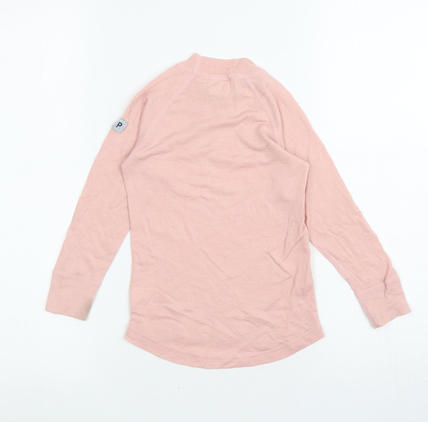 Polarn O. Pyret Girls Pink 100% Merino Wool Basic T-Shirt Size 2-3 Years Mock Neck Pullover