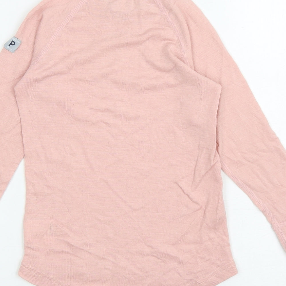 Polarn O. Pyret Girls Pink 100% Merino Wool Basic T-Shirt Size 2-3 Years Mock Neck Pullover