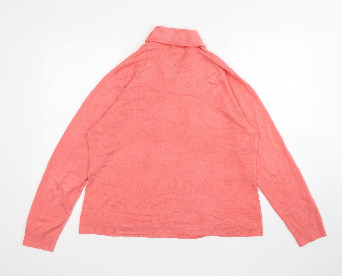 BHS Womens Pink V-Neck Acrylic Cardigan Jumper Size 16
