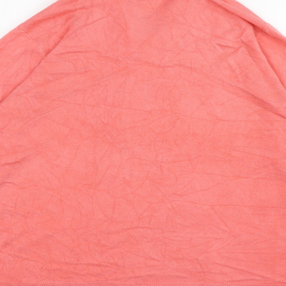 BHS Womens Pink V-Neck Acrylic Cardigan Jumper Size 16