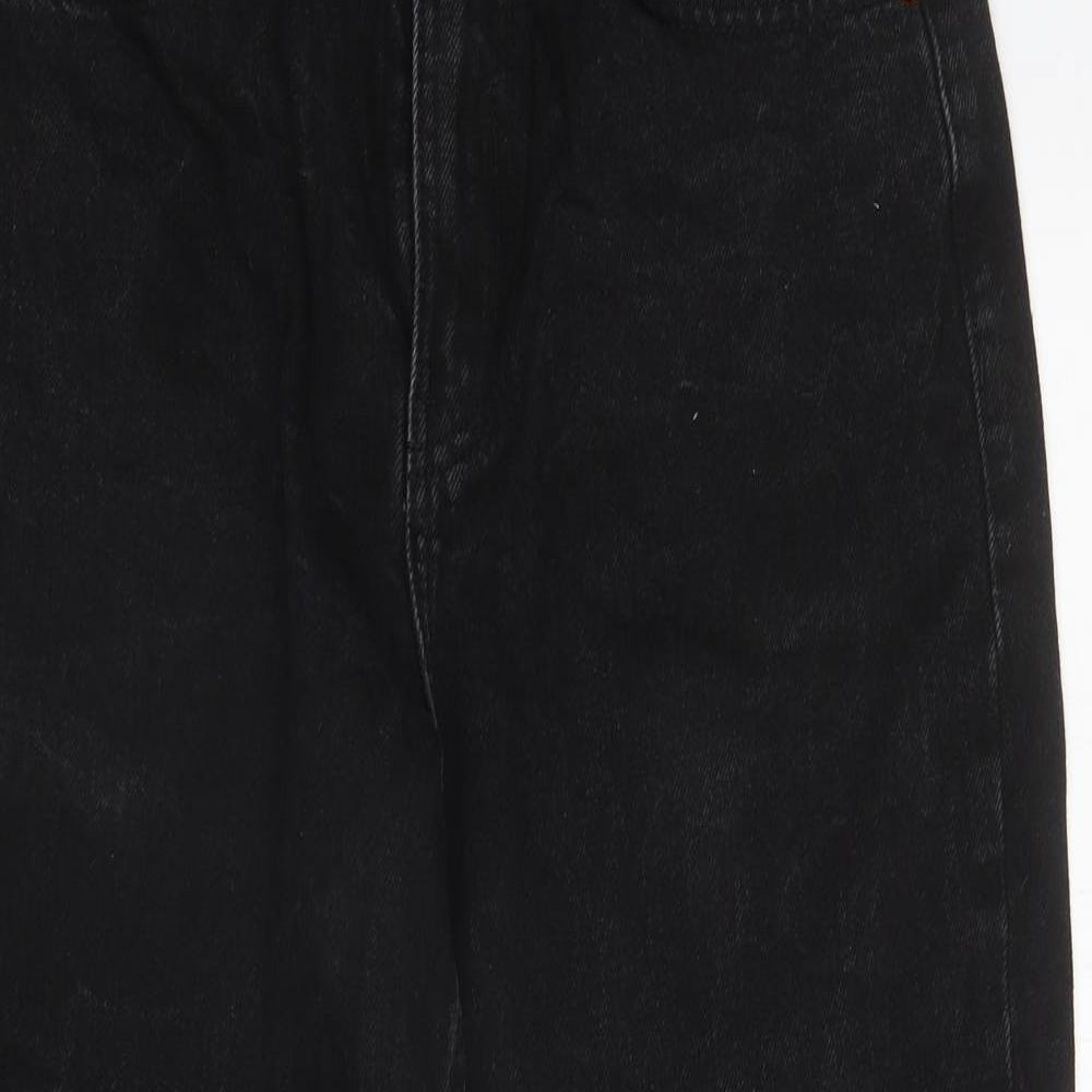 Denim & Co. Womens Black Cotton Mom Jeans Size 12 L28 in Regular Zip