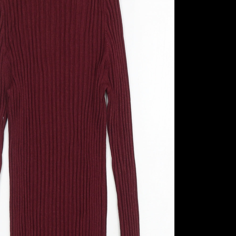 NEXT Womens Purple Viscose Basic T-Shirt Size 14 High Neck