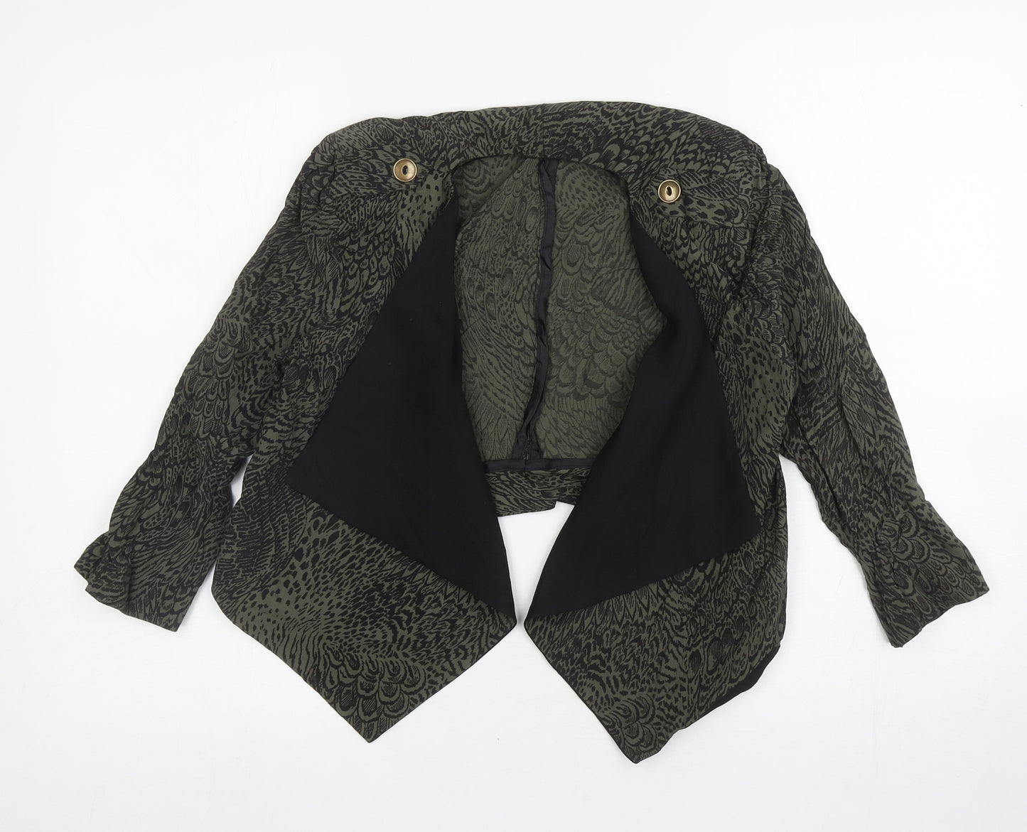 River Island Womens Green Animal Print Jacket Blazer Size 10