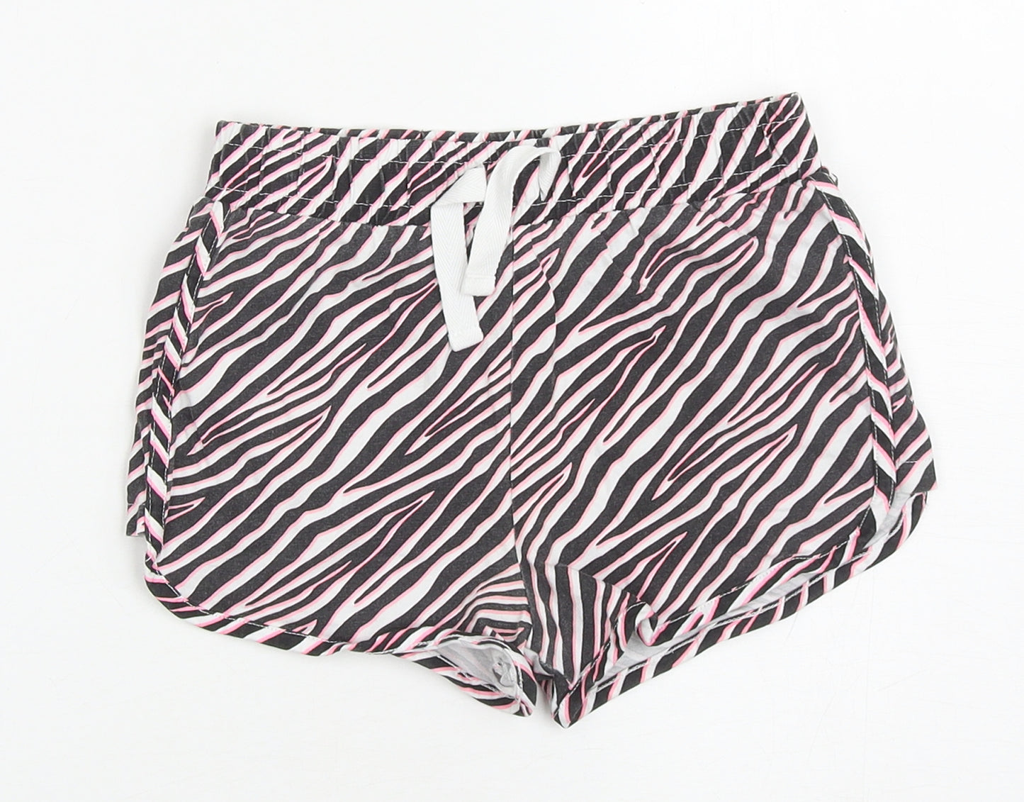 Dunnes Stores Girls Multicoloured Animal Print Cotton Sweat Shorts Size 7-8 Years L3 in Regular Drawstring