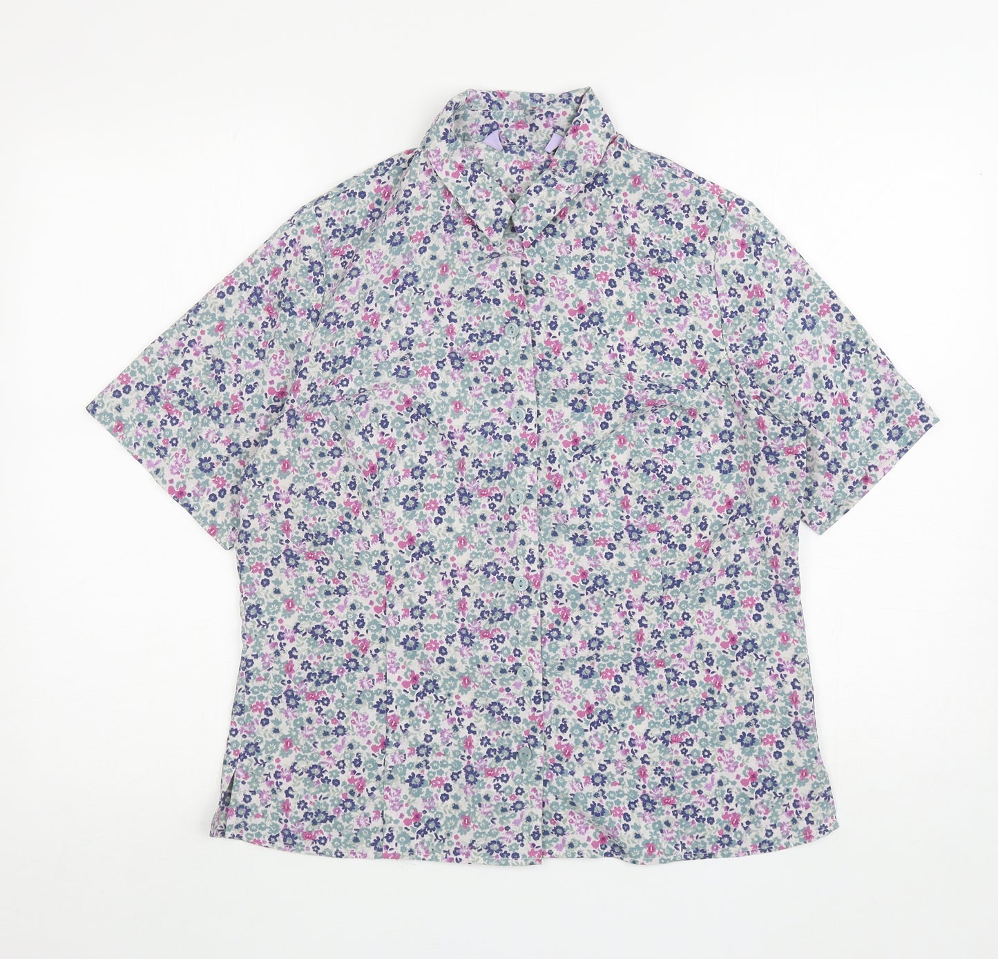 Edinburgh Woolen Mill Womens Multicoloured Floral Polyester Basic Button-Up Size 12 Collared