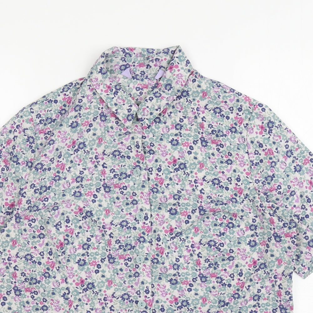 Edinburgh Woolen Mill Womens Multicoloured Floral Polyester Basic Button-Up Size 12 Collared