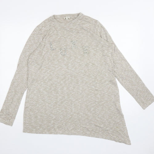 River Island Womens Beige Round Neck Viscose Pullover Jumper Size 12 - Luxe Asymmetric