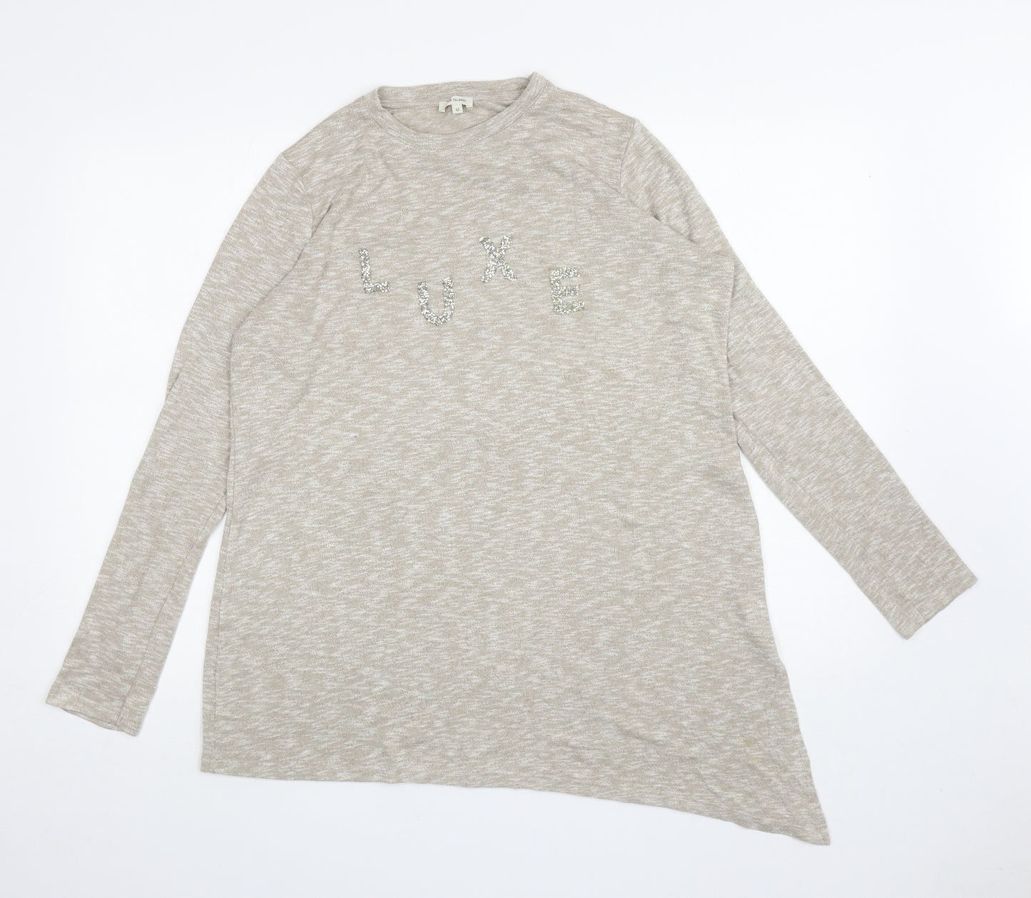 River Island Womens Beige Round Neck Viscose Pullover Jumper Size 12 - Luxe Asymmetric