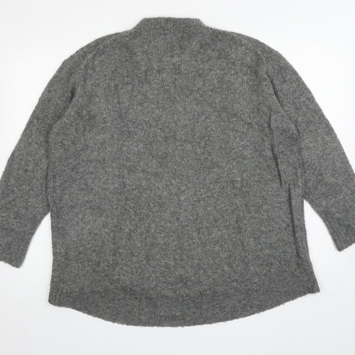 Zara Womens Grey Round Neck Acrylic Pullover Jumper Size S