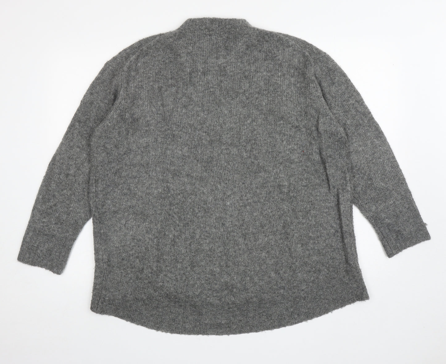 Zara Womens Grey Round Neck Acrylic Pullover Jumper Size S