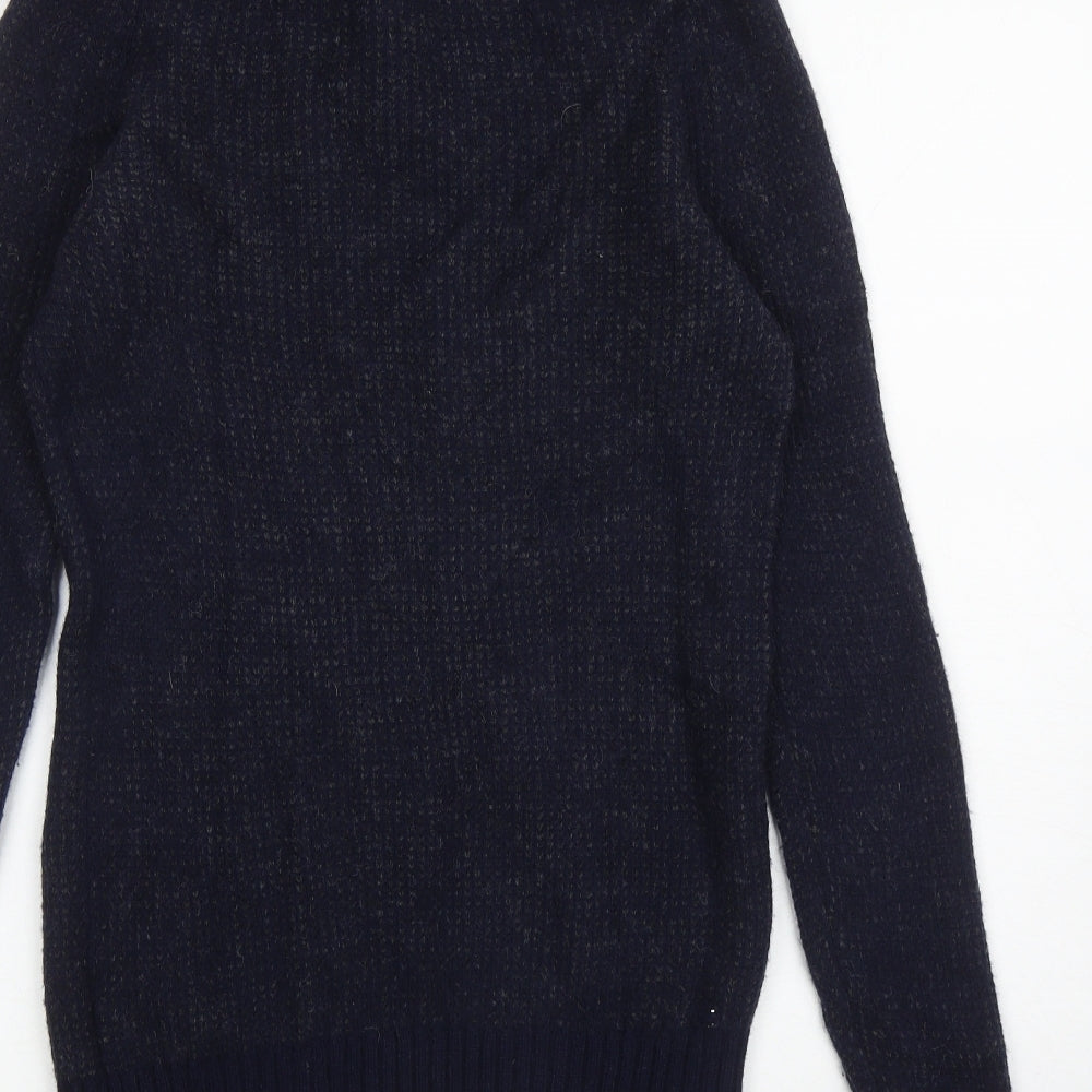 Gap Mens Blue High Neck Wool Henley Jumper Size S