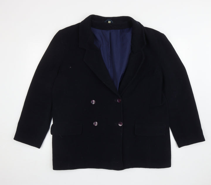 Preworn Womens Blue Pea Coat Coat Size 16 Button