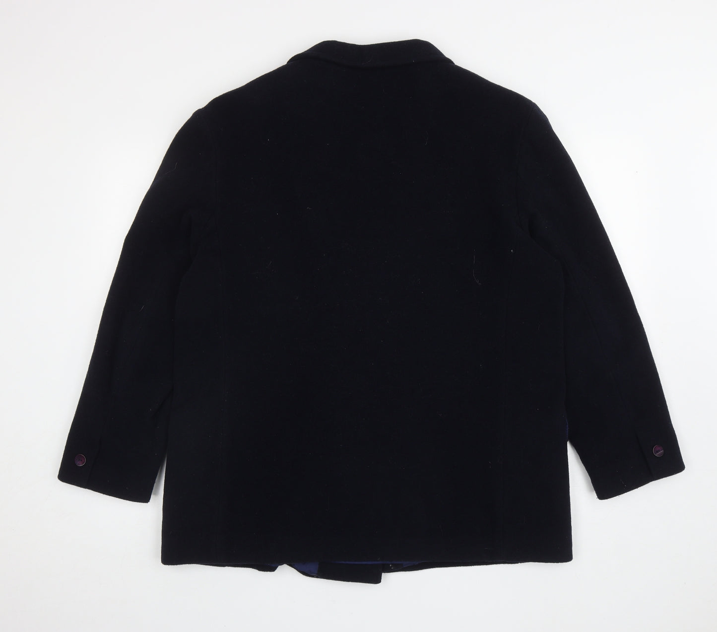Preworn Womens Blue Pea Coat Coat Size 16 Button