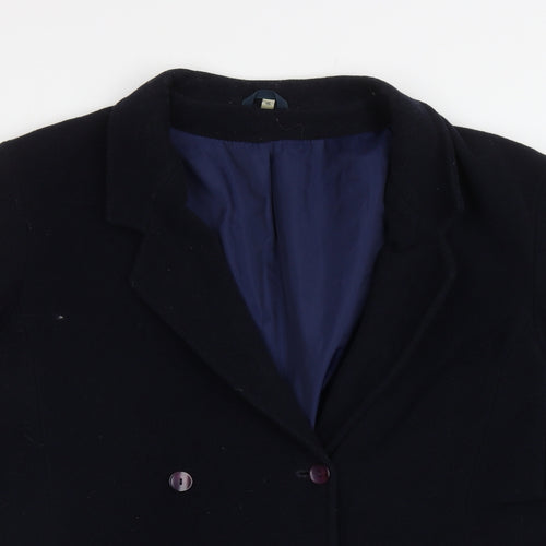 Preworn Womens Blue Pea Coat Coat Size 16 Button