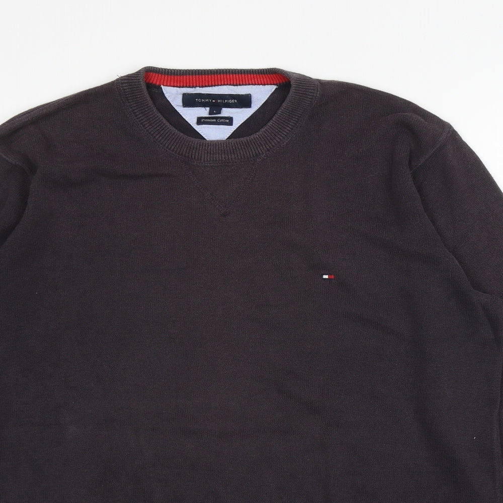 Tommy Hilfiger Mens Blue Round Neck Cotton Pullover Jumper Size L