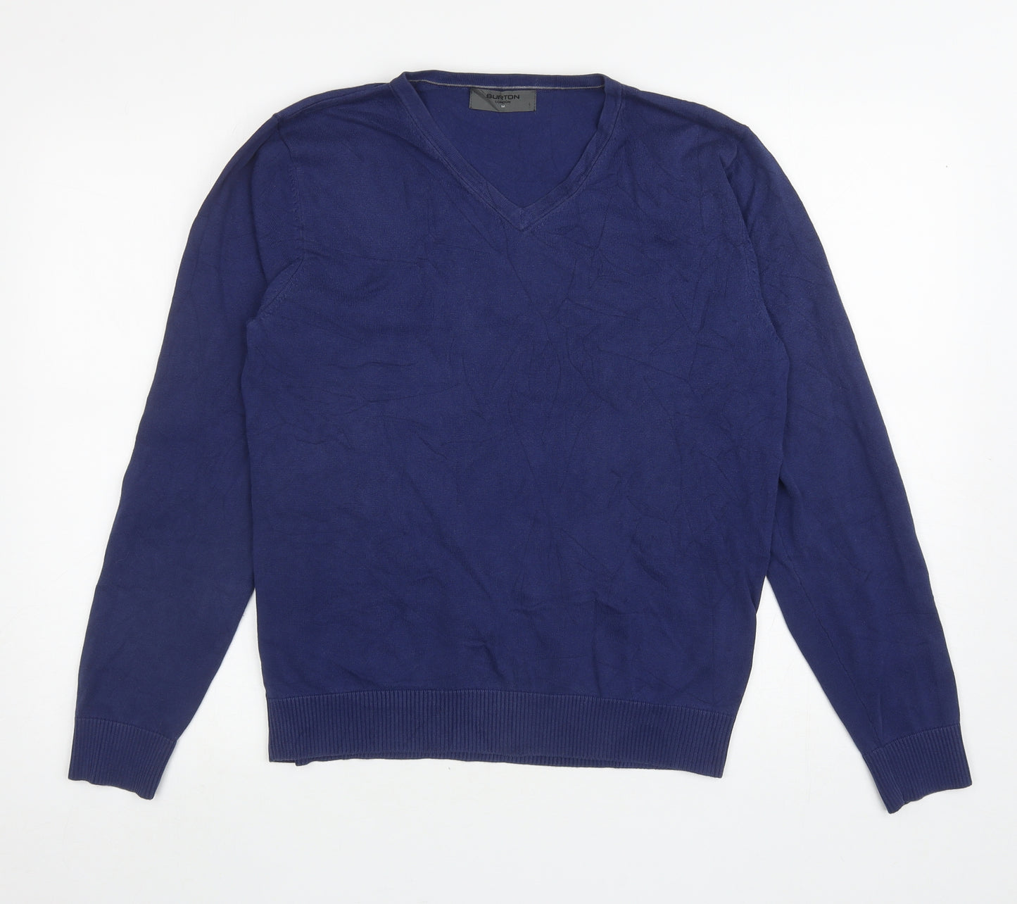Burton Mens Blue V-Neck Cotton Pullover Jumper Size L