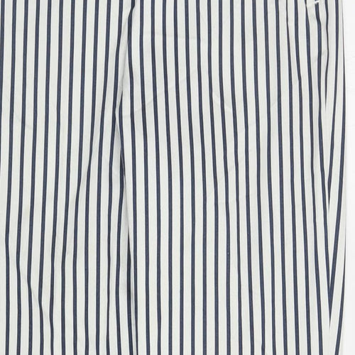 H&M Womens White Striped Cotton Carrot Trousers Size 8 L26.5 in Regular Zip